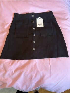 NWT Black Button-Front Mini Skirt
